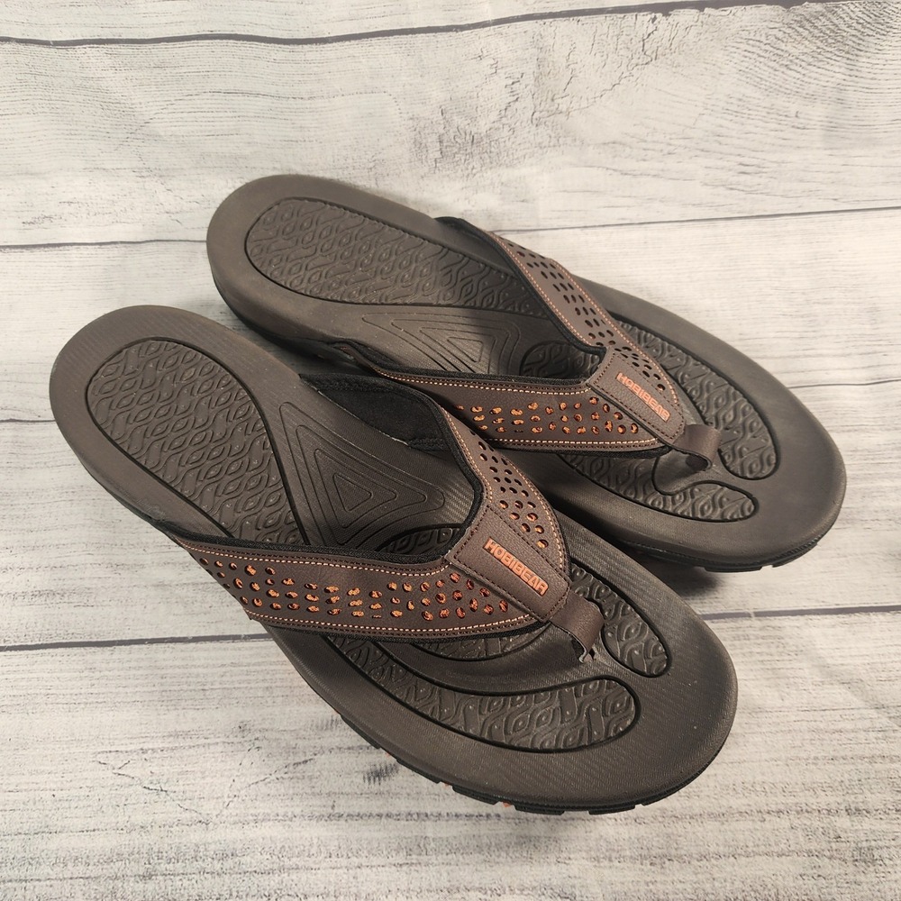 Hobibear Mens Brown Orange Athletic Thong Sandals Flip Flops HR5061 Size 15 US